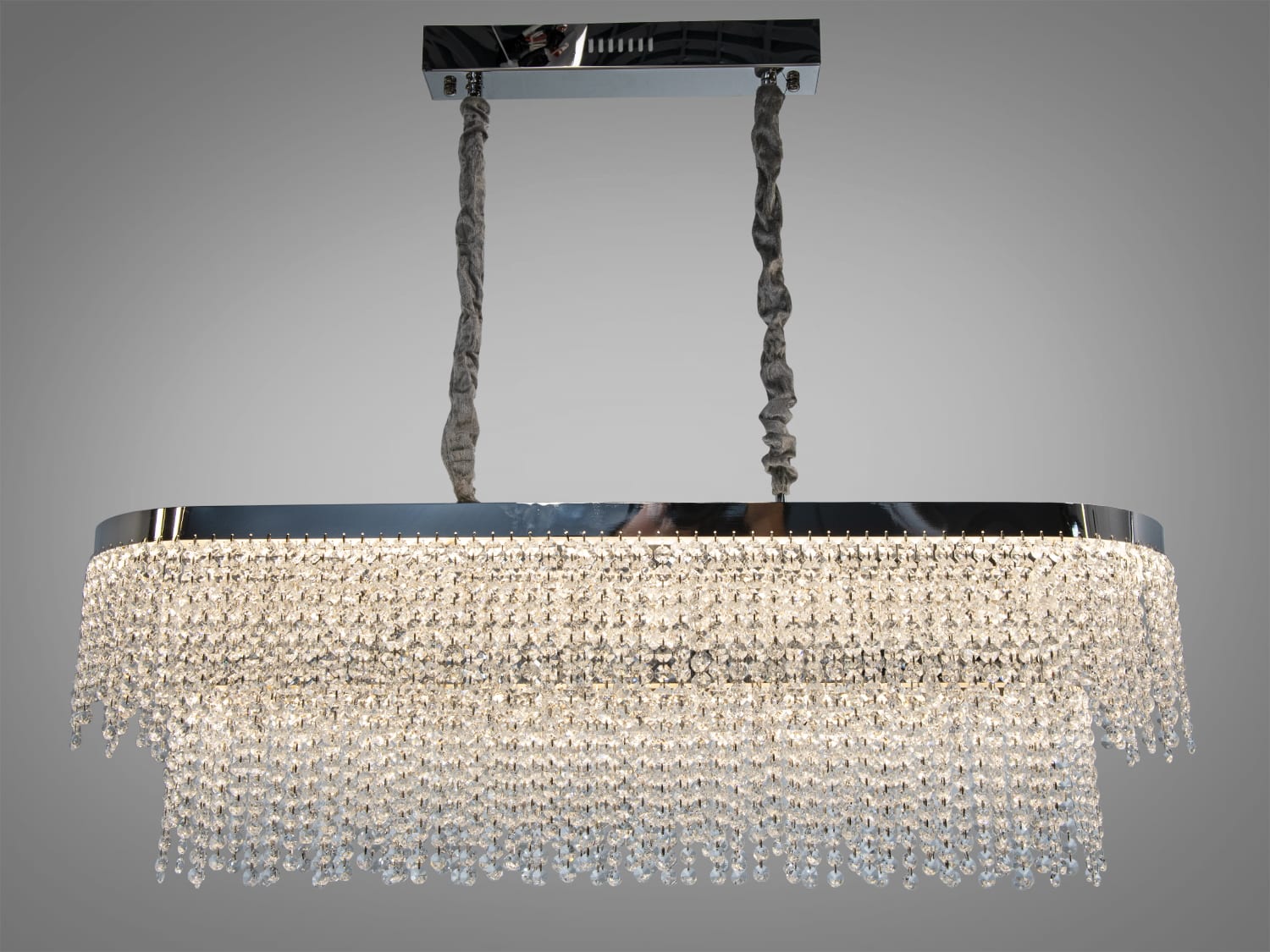 Люстра підвісна кришталева 376-L1000x300CH, хром