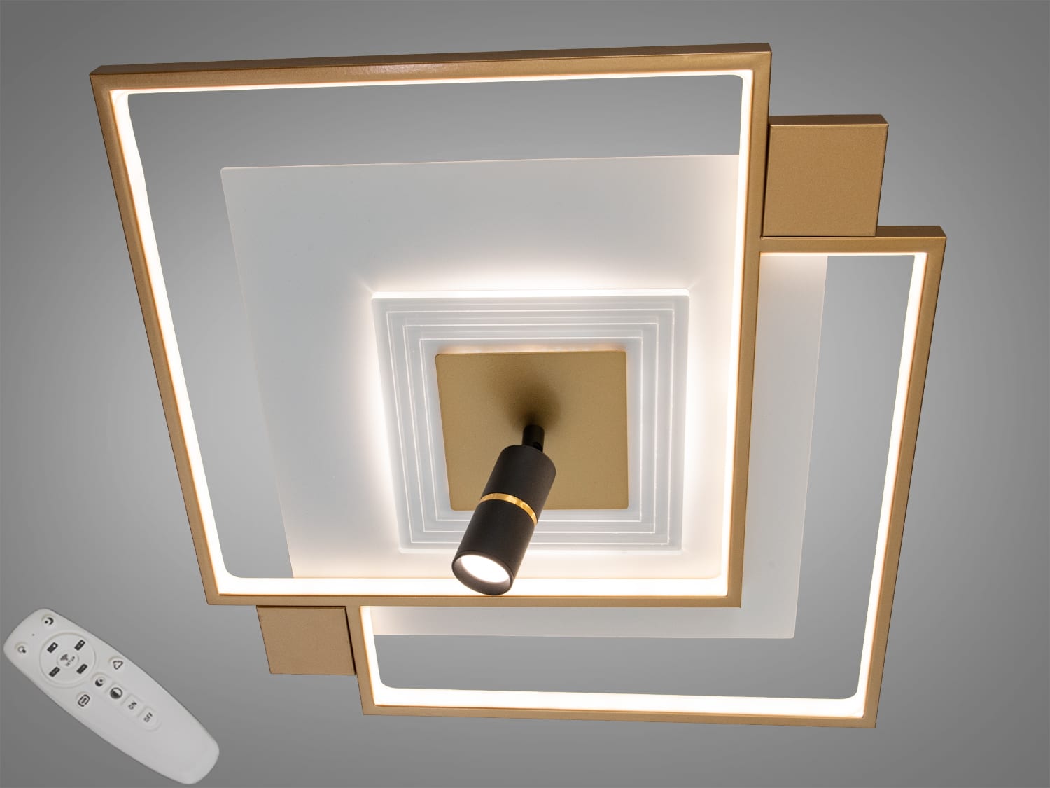 Стельова LED люстра 5533WH+G, біло-золота