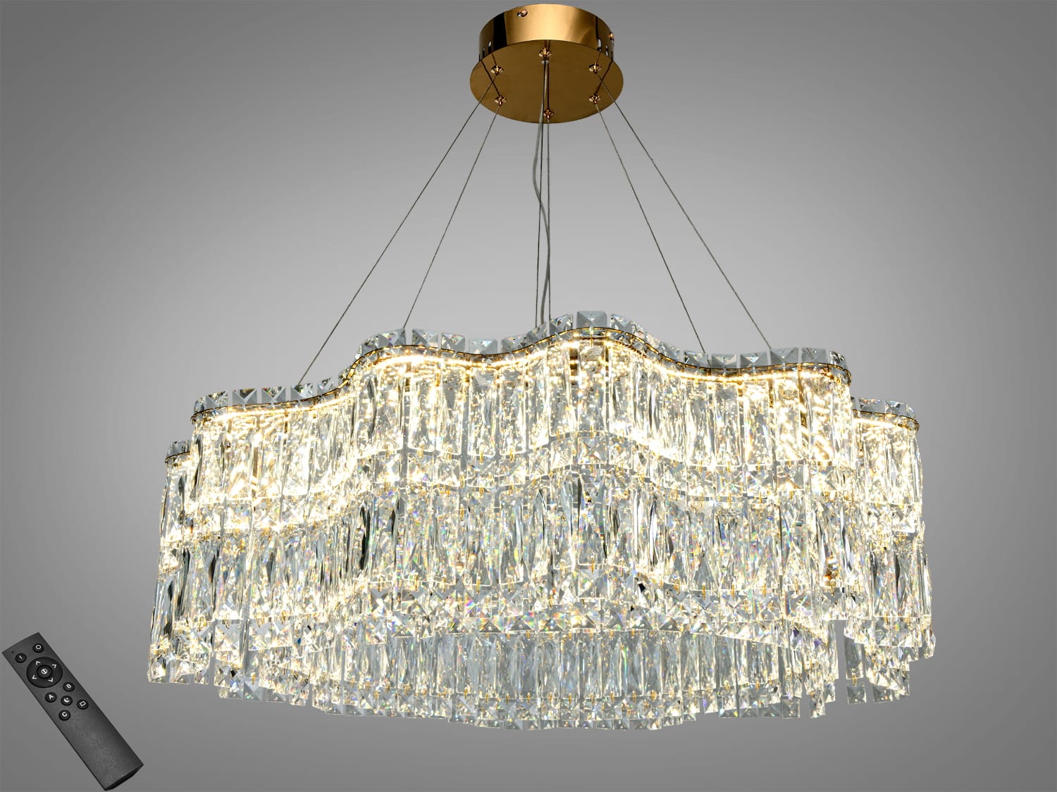 Підвісна кришталева LED люстра 576-800G, золота