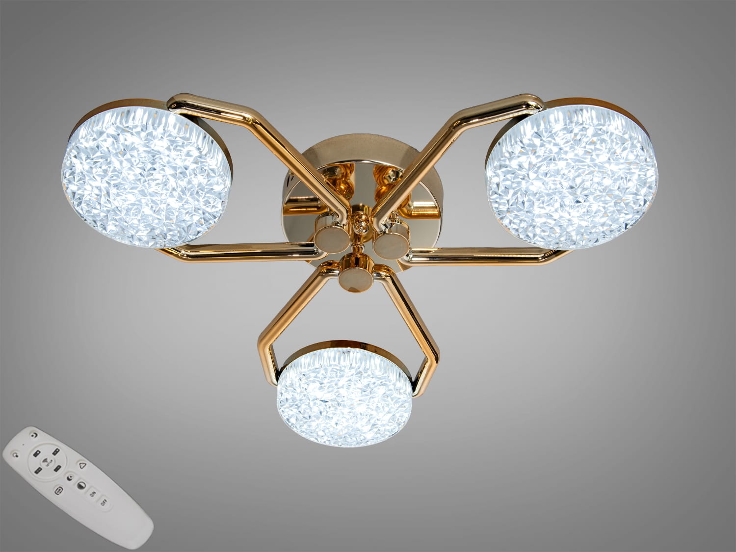 Люстра LED 9358-3GD з пультом, золото