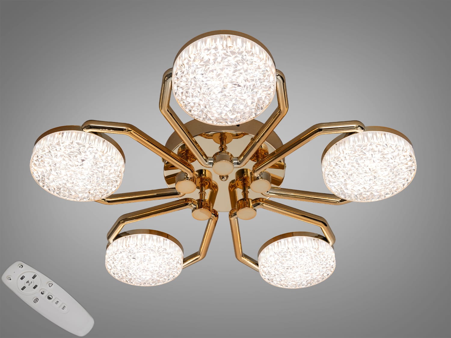 Люстра LED 9358-5GD з пультом, золото