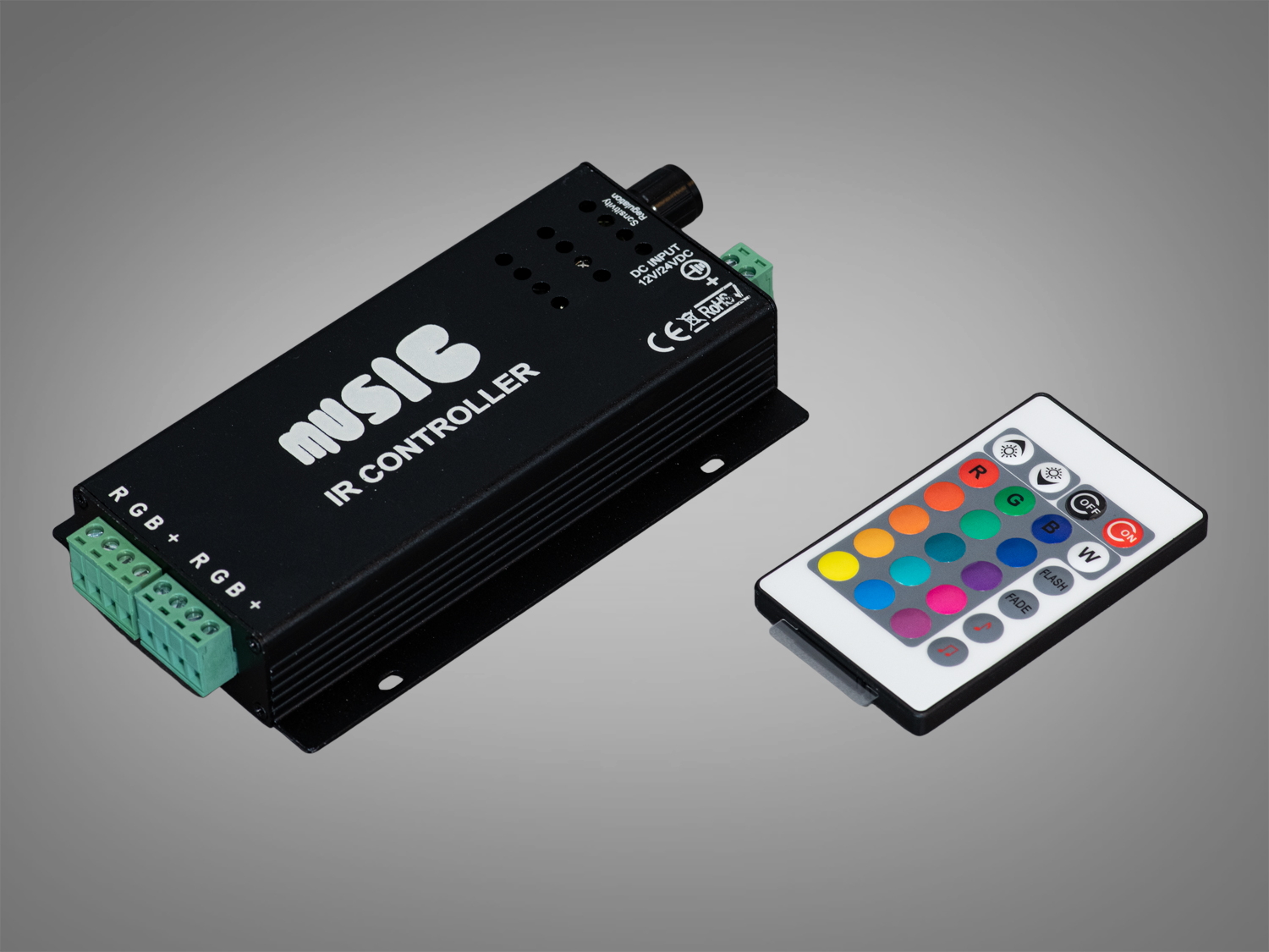 Музичний контролер для RGB-стрічки PC-H2-RGB-mus-24KEY-IR, чорний