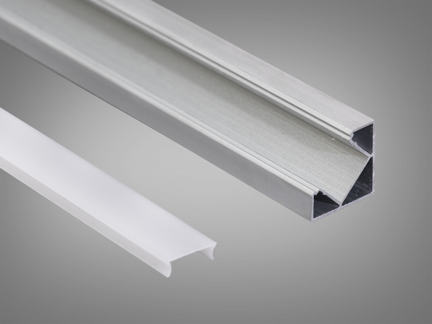 Кутовий профіль для LED-стрічки PL-18X18, срібло