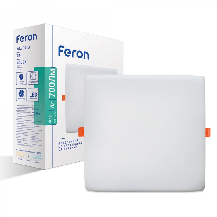 Світлодіодний вбудований світильник Feron AL704-S 7Вт 4000K білий
