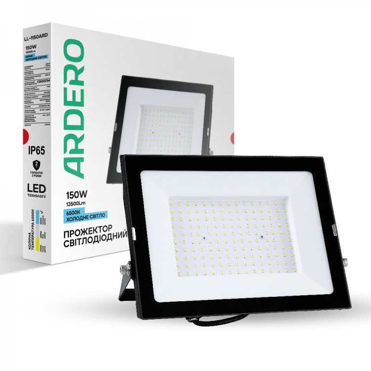 Світлодіодний прожектор Ardero LL-1150ARD 150Вт 6500K чорний