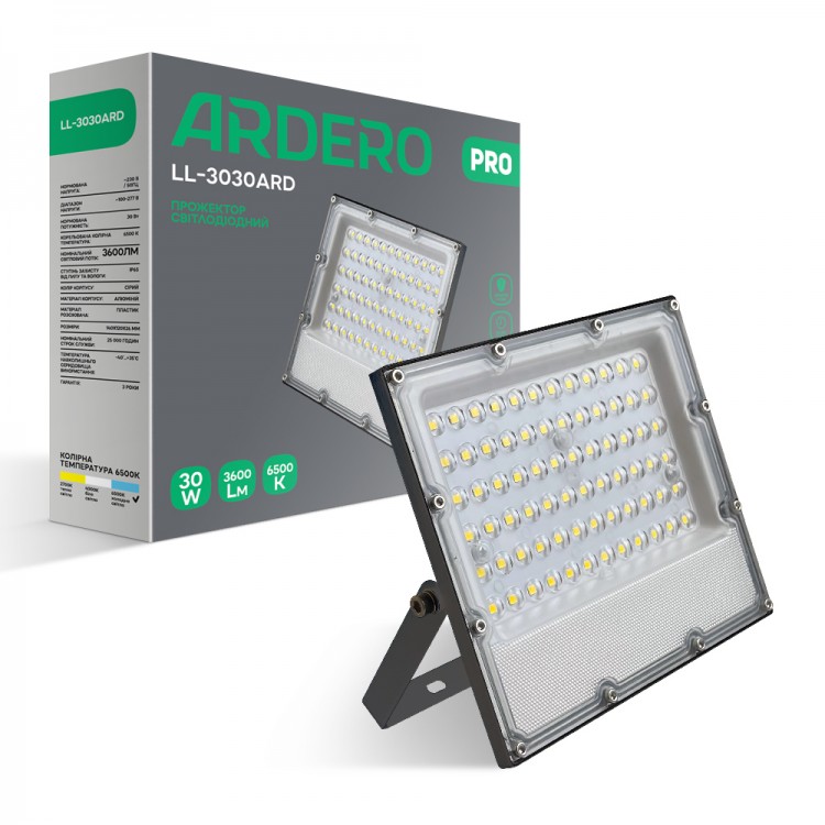 Світлодіодний прожектор Ardero LL-3030ARD PRO 30Вт 6500K сірий