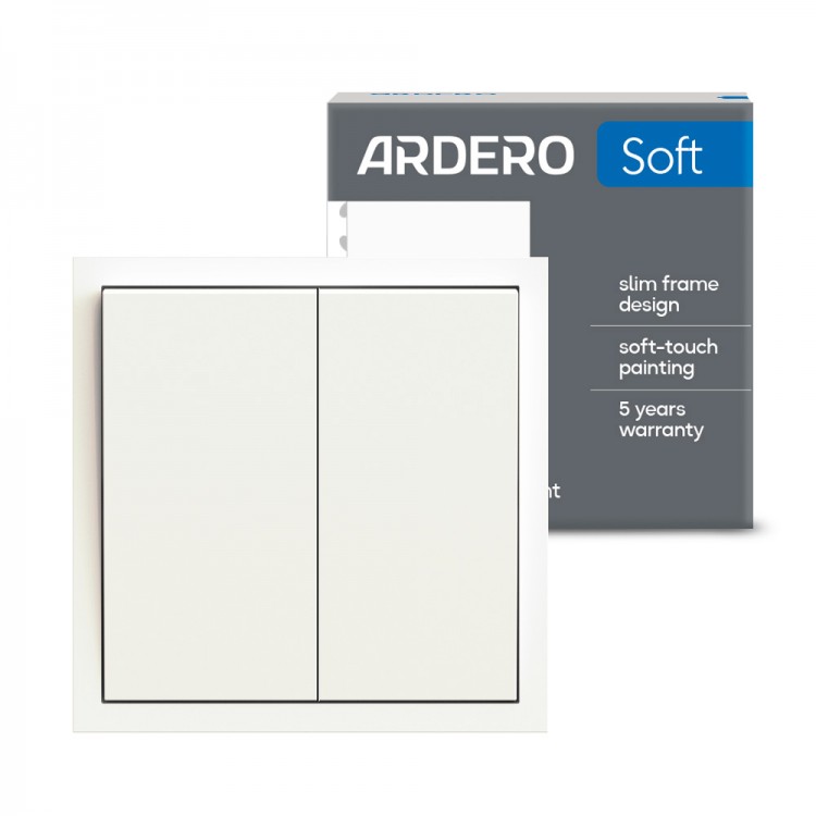 Вимикач 2-клавішний перехресний Ardero EV132-W Soft 10А білий