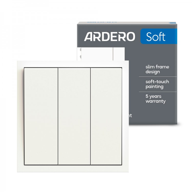 Вимикач 3-клавішний Ardero EV113-W Soft 10А білий