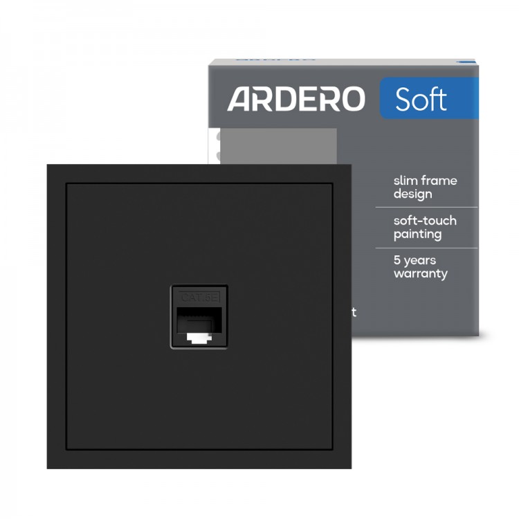 Розетка комп'ютерна Ardero ER151PC-B Soft чорна