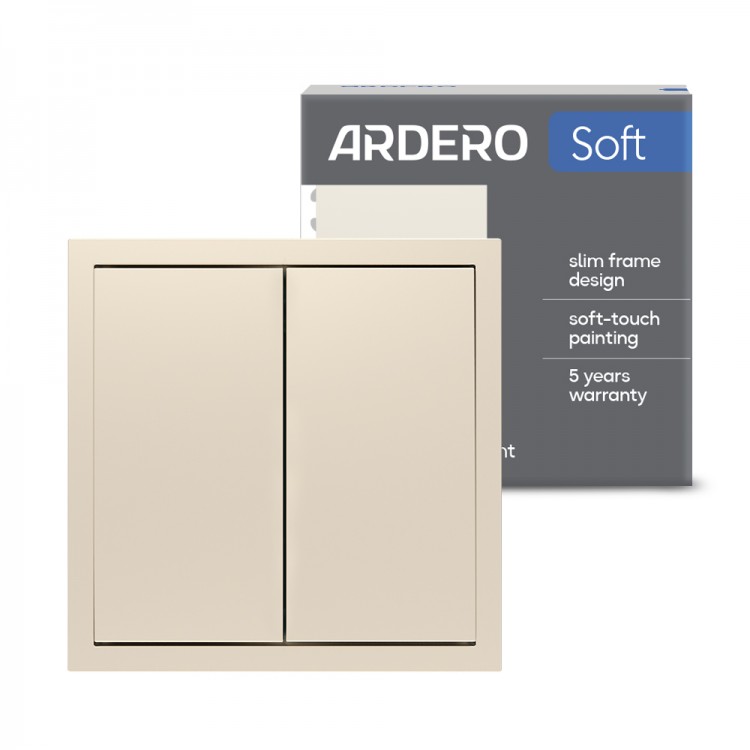 Вимикач 2-клавішний перехресний Ardero EV132-C Soft 10А шампань