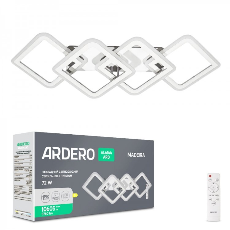 Світлодіодна накладна люстра Ardero AL6144ARD MADEIRA 72Вт білий