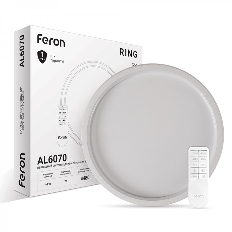 Світлодіодна накладна люстра Feron AL6070 RING 70Вт білий