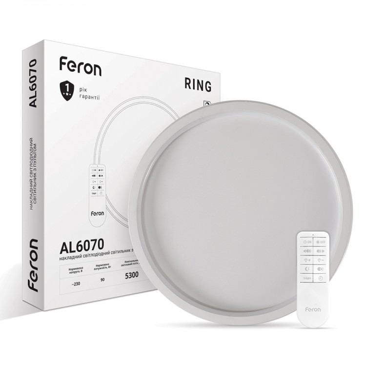 Світлодіодна накладна люстра Feron AL6070 RING 90Вт білий