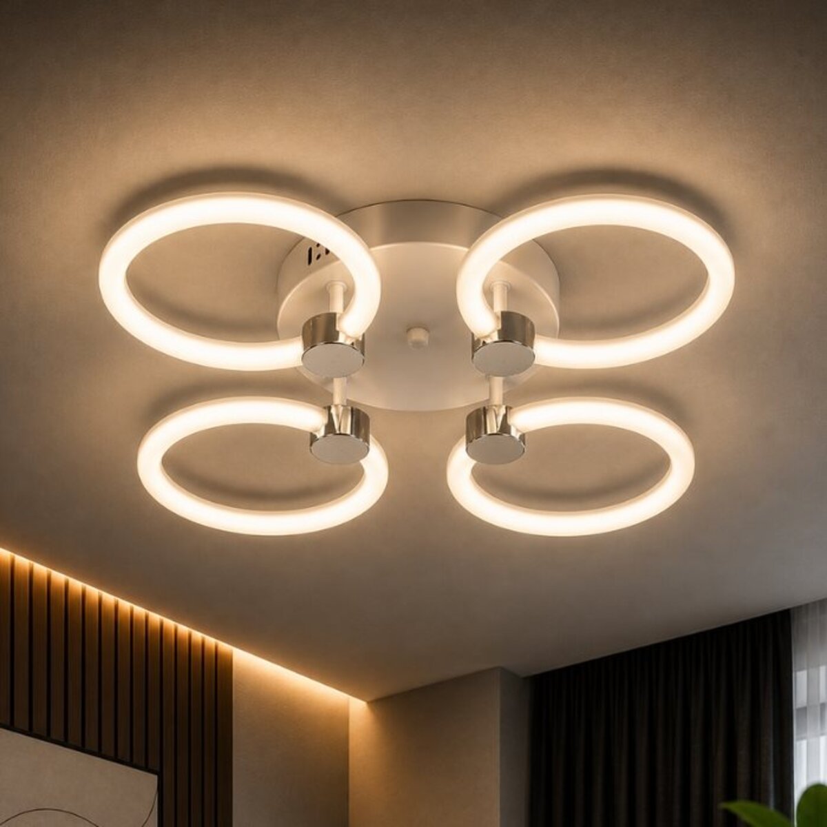 Пристельова LED люстра VALESO G 2588/4 WT+CH 56W,3000K-6500K Тип пульта дистанційного керування: 2.4G Remote