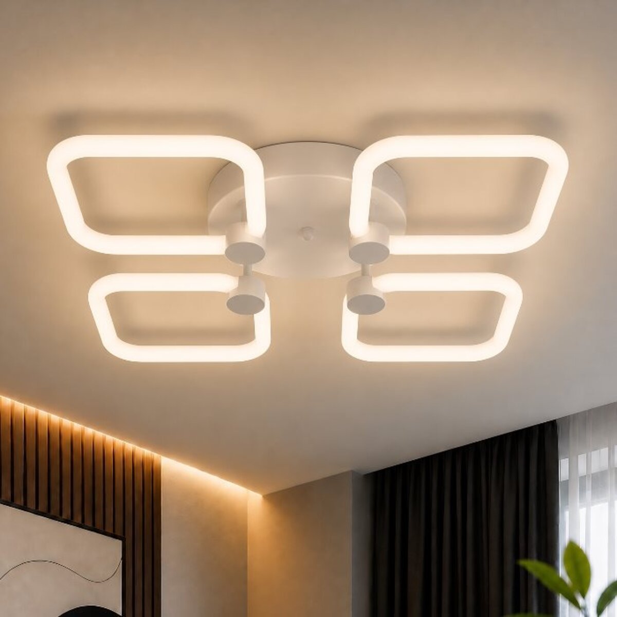 Пристельова LED люстра VALESO G 2589/4 WT 56W,3000K-6500K, Пульт: 2.4G з затемненням