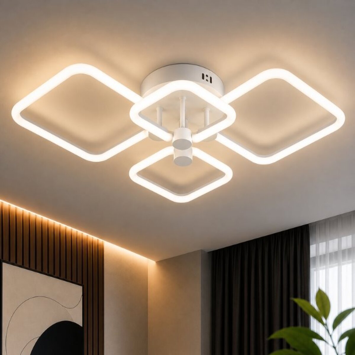 Пристельова LED люстра VALESO G 2589/2+2 WT 72W,3000K-6500K, Пульт: 2.4G з затемненням
