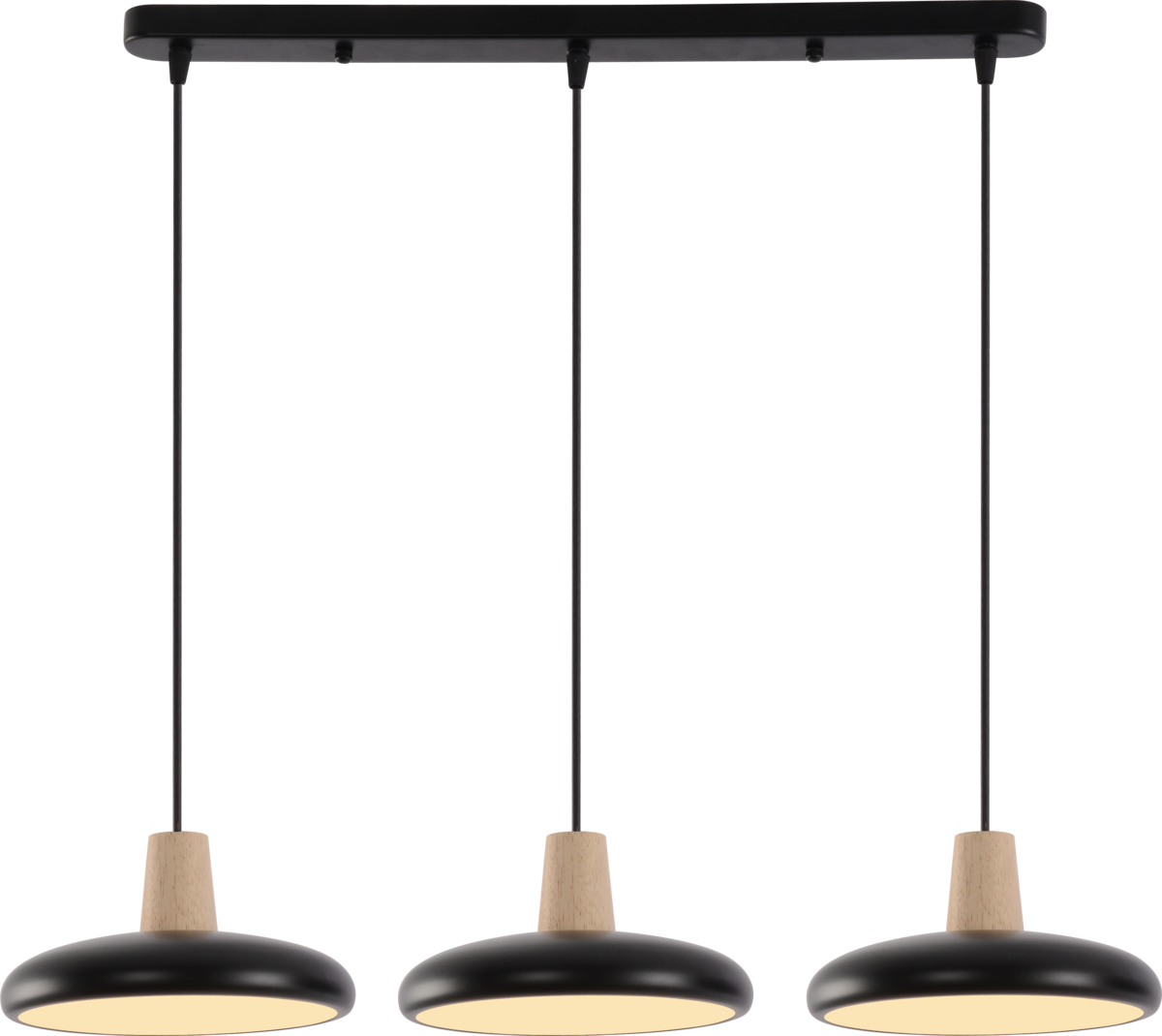 Підвісна LED люстра VALESO XI3342-3 чорний + дерево,3000K, 4200K, 6000K