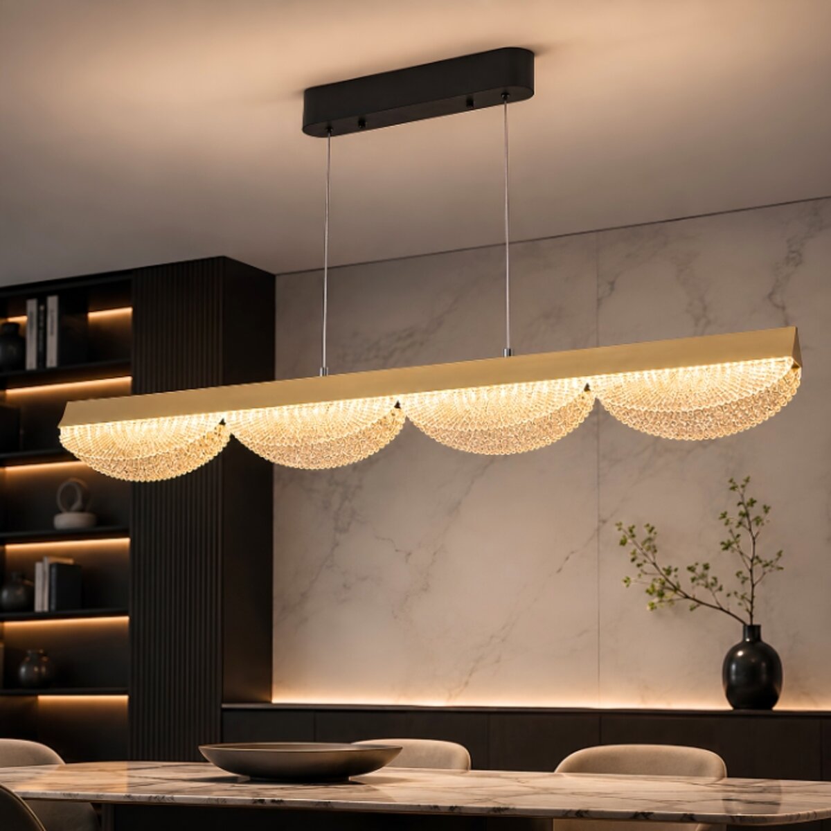 Люстра підвісна LED, 54w, VALESO,3000K/4000K/6500K з пультом та додатком LCD3176, Срібло